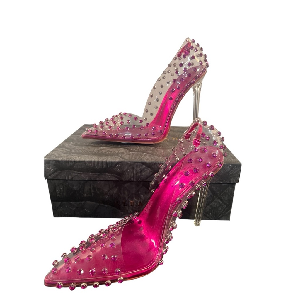 SOLD ON EBAY!! Elegant Fuchsia Studded Azalea Wang Women's Heels. Size 8. 2 - Picture 7 of 9